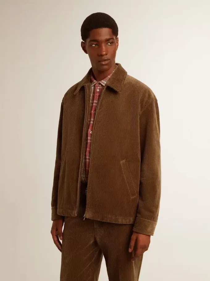 Olivgrüne Cordjacke für Herren Olivgrüne Cordjacke für Herren