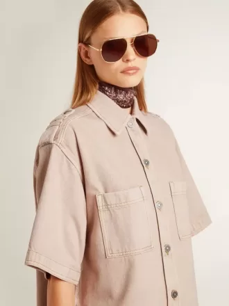 Oversized-Fit-Jeanshemd für Damen in Pink
