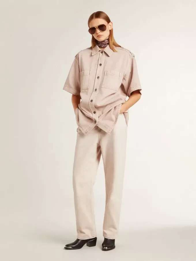 Oversized-Fit-Jeanshemd für Damen in Pink Oversized-Fit-Jeanshemd für Damen in Pink