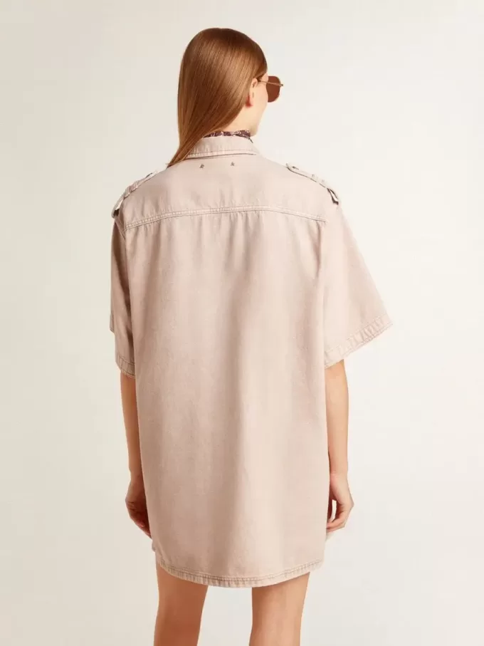 Oversized-Fit-Jeanshemd für Damen in Pink Oversized-Fit-Jeanshemd für Damen in Pink