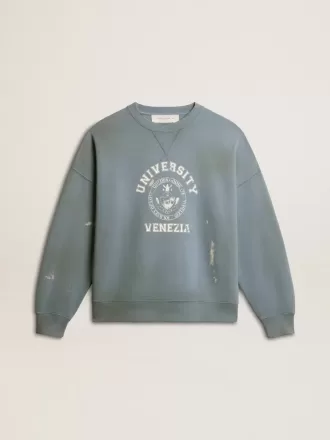Oversized-Sweatshirt in Babyblau mit Used-Look