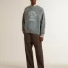Oversized-Sweatshirt in Babyblau mit Used-Look