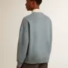 Oversized-Sweatshirt in Babyblau mit Used-Look