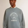Oversized-Sweatshirt in Babyblau mit Used-Look
