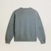 Oversized-Sweatshirt in Babyblau mit Used-Look