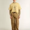 Oversized-T-Shirt für Herren aus gelber Baumwolle mit blauem Print Oversized-T-Shirt für Herren aus gelber Baumwolle mit blauem Print