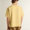 Oversized-T-Shirt für Herren aus gelber Baumwolle mit blauem Print Oversized-T-Shirt für Herren aus gelber Baumwolle mit blauem Print