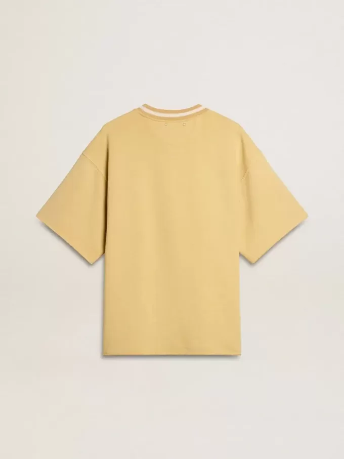 Oversized-T-Shirt für Herren aus gelber Baumwolle mit blauem Print Oversized-T-Shirt für Herren aus gelber Baumwolle mit blauem Print