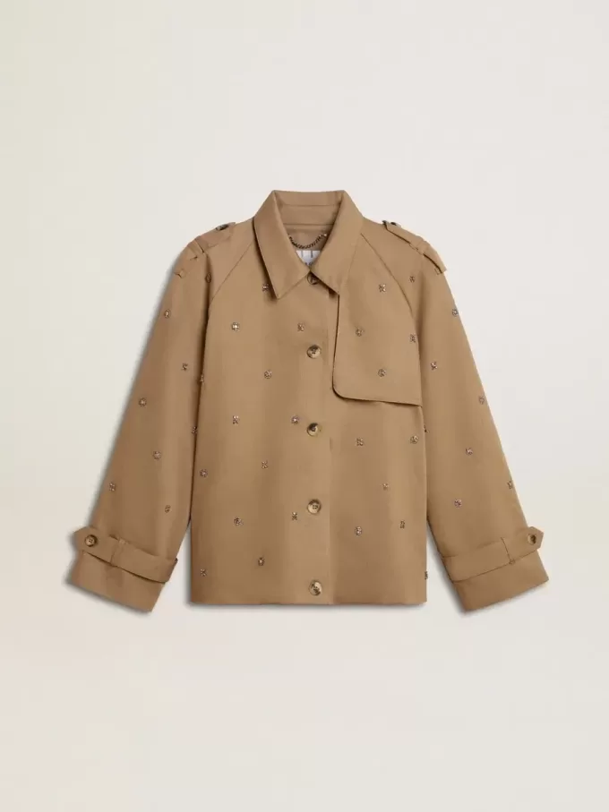 Oversized-Trenchcoat für Damen mit Kristallen