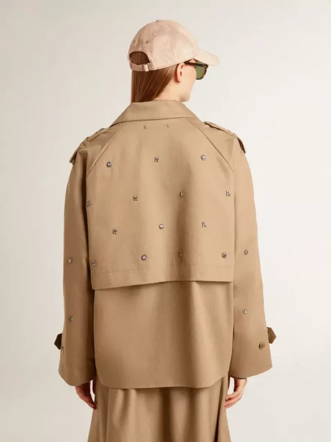 Oversized-Trenchcoat für Damen mit Kristallen