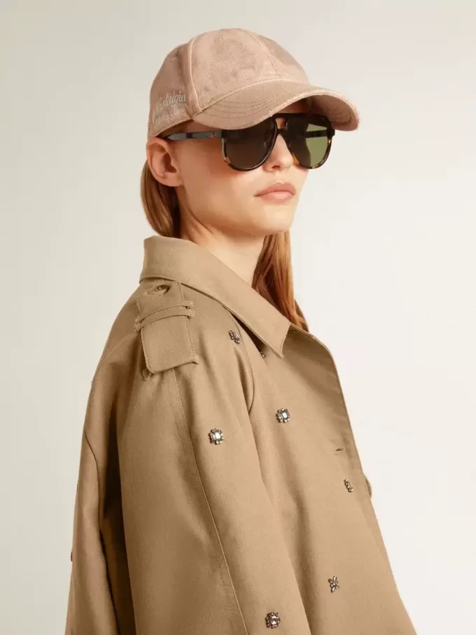 Oversized-Trenchcoat für Damen mit Kristallen