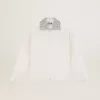 Papyrusweißes Sweatshirt mit Reißverschluss und Kristallkragen aus der Denise Star Collection