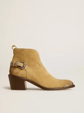 Patty Stiefeletten aus sandfarbenem gewachstem Wildleder