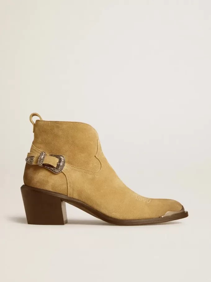 Patty Stiefeletten aus sandfarbenem gewachstem Wildleder Patty Stiefeletten aus sandfarbenem gewachstem Wildleder