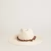 Pergamentfarbener Fedora-Hut mit Lederband