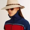 Pergamentfarbener Fedora-Hut mit Lederband