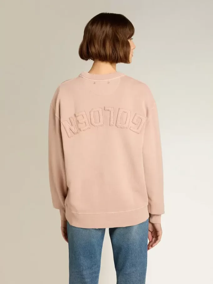 Puderrosa Sweatshirt mit umgekehrtem Logo auf der Rückseite – Jersey Capsule