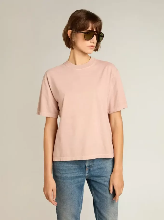 Puderrosa T-Shirt mit umgekehrtem Logo auf der Rückseite – Jersey Capsule