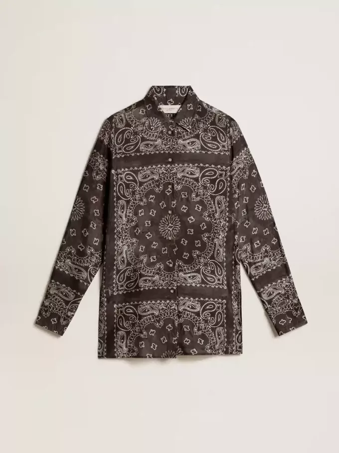 Pyjamahemd in Anthrazitgrau mit Paisley-Print