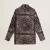Pyjamahemd in Anthrazitgrau mit Paisley-Print