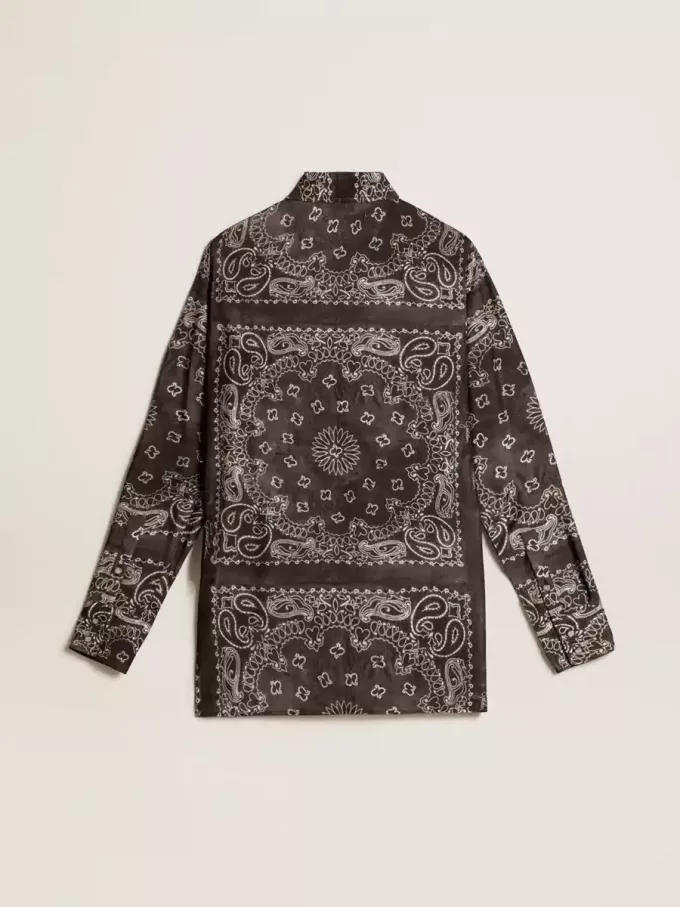 Pyjamahemd in Anthrazitgrau mit Paisley-Print