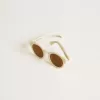 Quadratische Panthos-Sonnenbrille mit beigem Rahmen und goldenen Details Quadratische Panthos-Sonnenbrille mit beigem Rahmen und goldenen Details