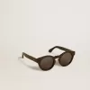 Quadratische Panthos-Sonnenbrille mit schwarzem Rahmen und Gläsern Quadratische Panthos-Sonnenbrille mit schwarzem Rahmen und Gläsern
