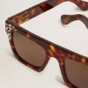 Quadratische Sonnenbrille mit havannabraunem Rahmen und Kristallen Quadratische Sonnenbrille mit havannabraunem Rahmen und Kristallen
