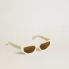 Rechteckige Sonnenbrille mit beigem Rahmen
