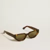 Rechteckige Sonnenbrille mit havannabraunem Rahmen