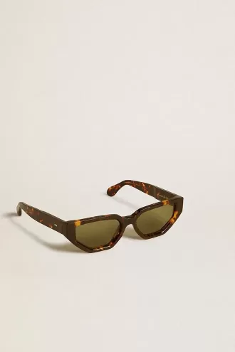Rechteckige Sonnenbrille mit havannabraunem Rahmen