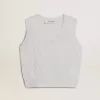 Ärmelloses Tanktop für Damen aus babyblauem Strick Ärmelloses Tanktop für Damen aus babyblauem Strick