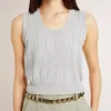 Ärmelloses Tanktop für Damen aus babyblauem Strick Ärmelloses Tanktop für Damen aus babyblauem Strick