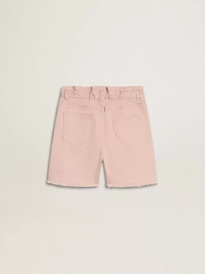 Rosa Baumwollshorts für Mädchen mit Stickerei