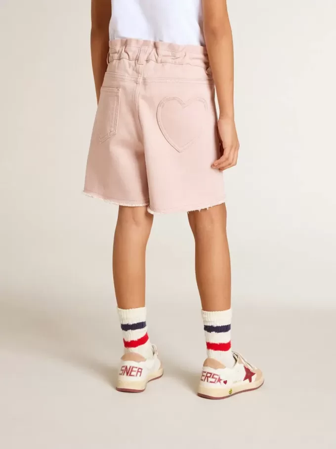 Rosa Baumwollshorts für Mädchen mit Stickerei