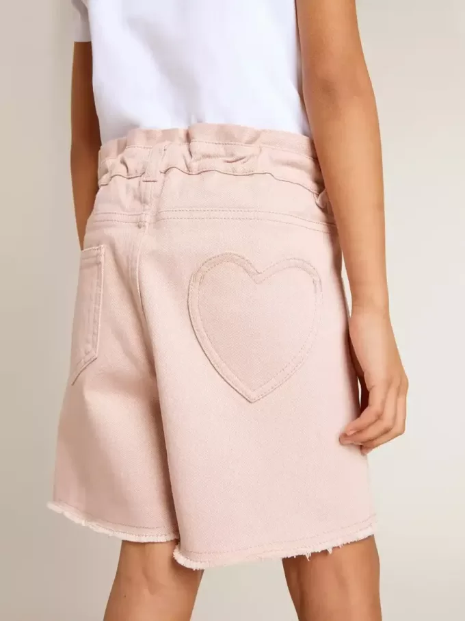 Rosa Baumwollshorts für Mädchen mit Stickerei