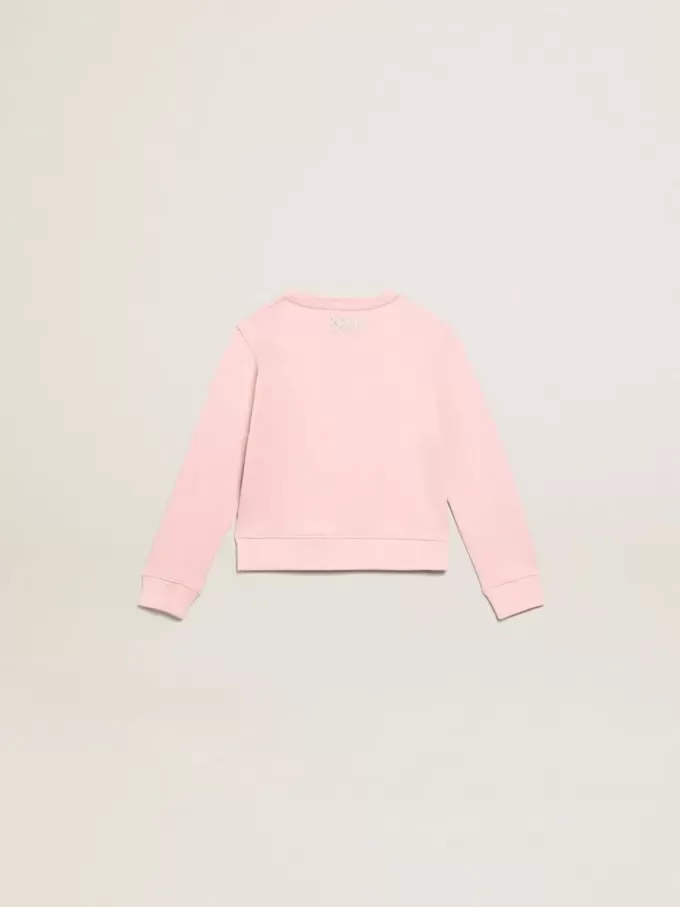 Rosa Sweatshirt mit großem Stern in silbernem Glitzer auf der Vorderseite