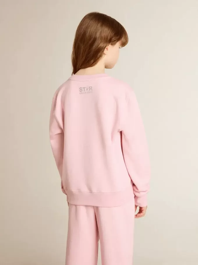 Rosa Sweatshirt mit großem Stern in silbernem Glitzer auf der Vorderseite