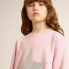 Rosa Sweatshirt mit großem Stern in silbernem Glitzer auf der Vorderseite