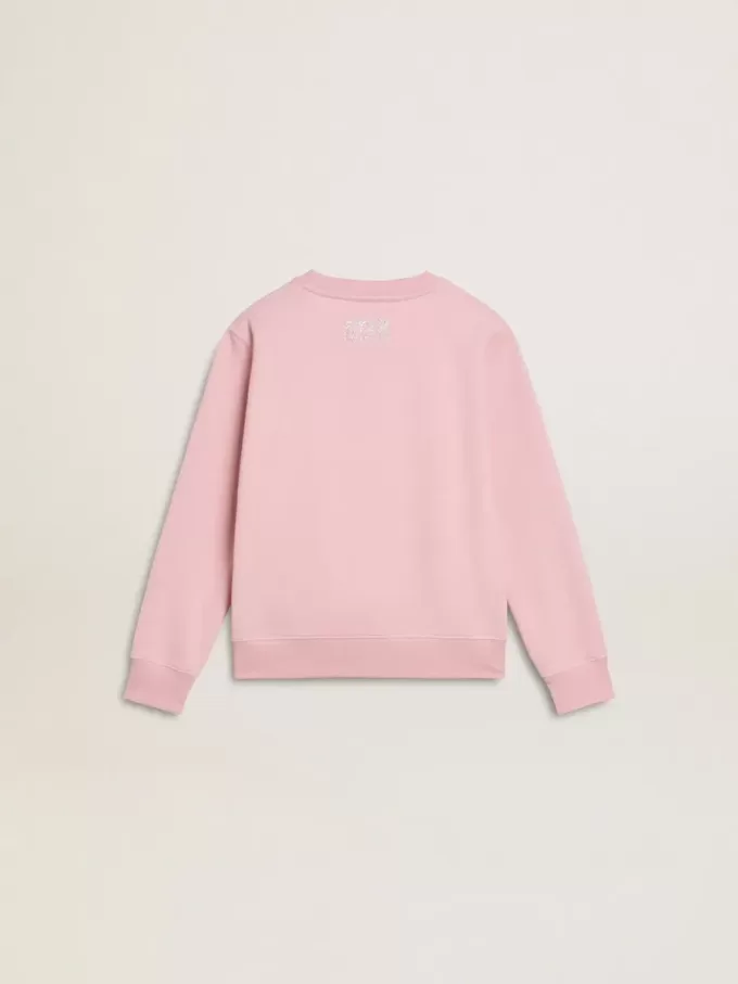 Rosa Sweatshirt mit großem Stern in silbernem Glitzer auf der Vorderseite