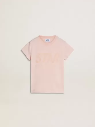 Rosa T-Shirt für Mädchen mit rosa Aufdruck auf der Vorderseite