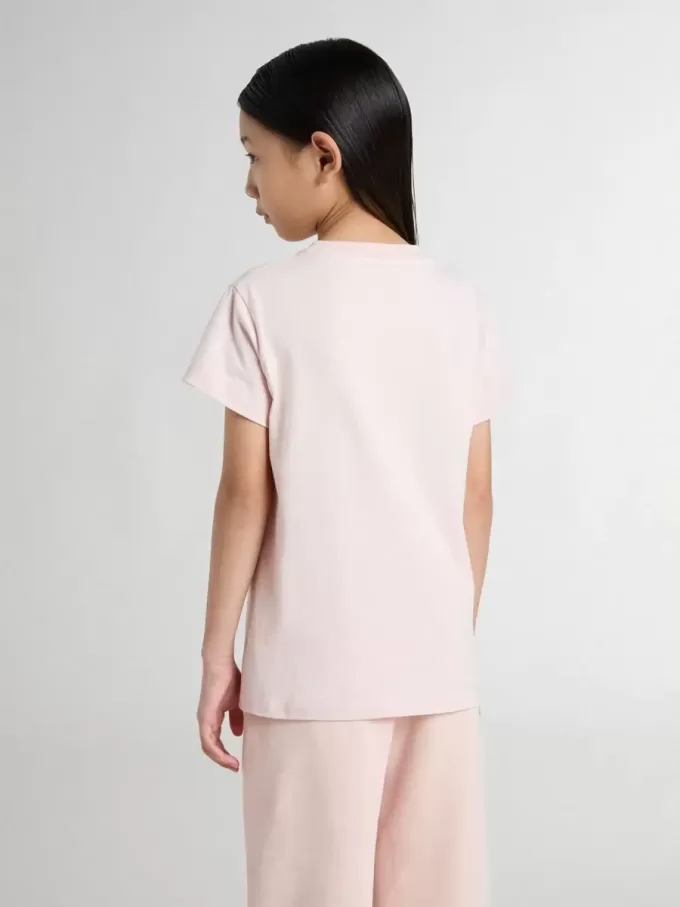 Rosa T-Shirt für Mädchen mit rosa Aufdruck auf der Vorderseite