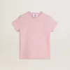 Rosa T-Shirt für Mädchen mit silbernem Glitzerlogo und Maxi-Stern
