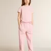 Rosa T-Shirt für Mädchen mit silbernem Glitzerlogo und Maxi-Stern