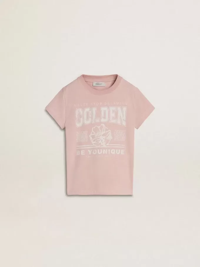 Rosa T-Shirt für Mädchen mit weißem Aufdruck