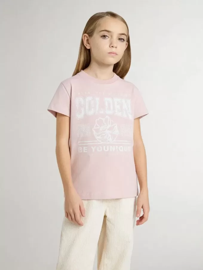 Rosa T-Shirt für Mädchen mit weißem Aufdruck