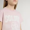 Rosa T-Shirt für Mädchen mit weißem Aufdruck