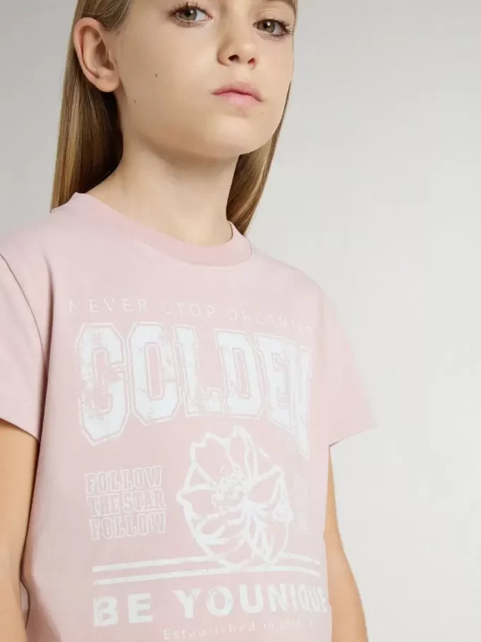 Rosa T-Shirt für Mädchen mit weißem Aufdruck