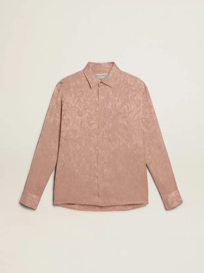 Rosa Viskose-Bluse für Damen mit Blumenmuster