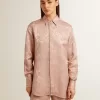 Rosa Viskose-Bluse für Damen mit Blumenmuster